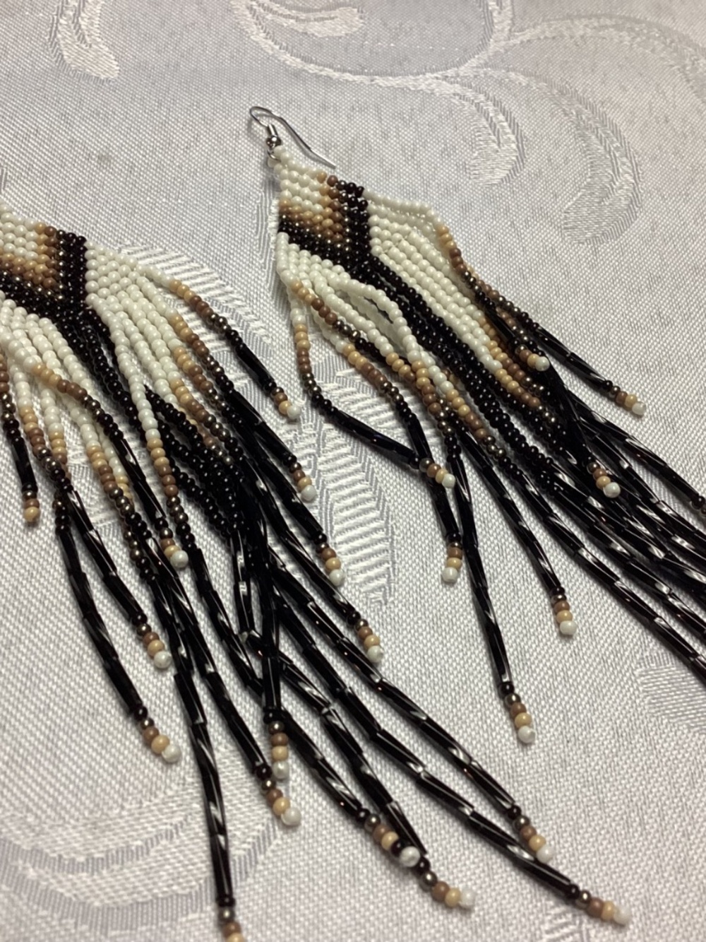Beaded long dangle earrings just fabulous colors !!! - Picture 2 of 5
